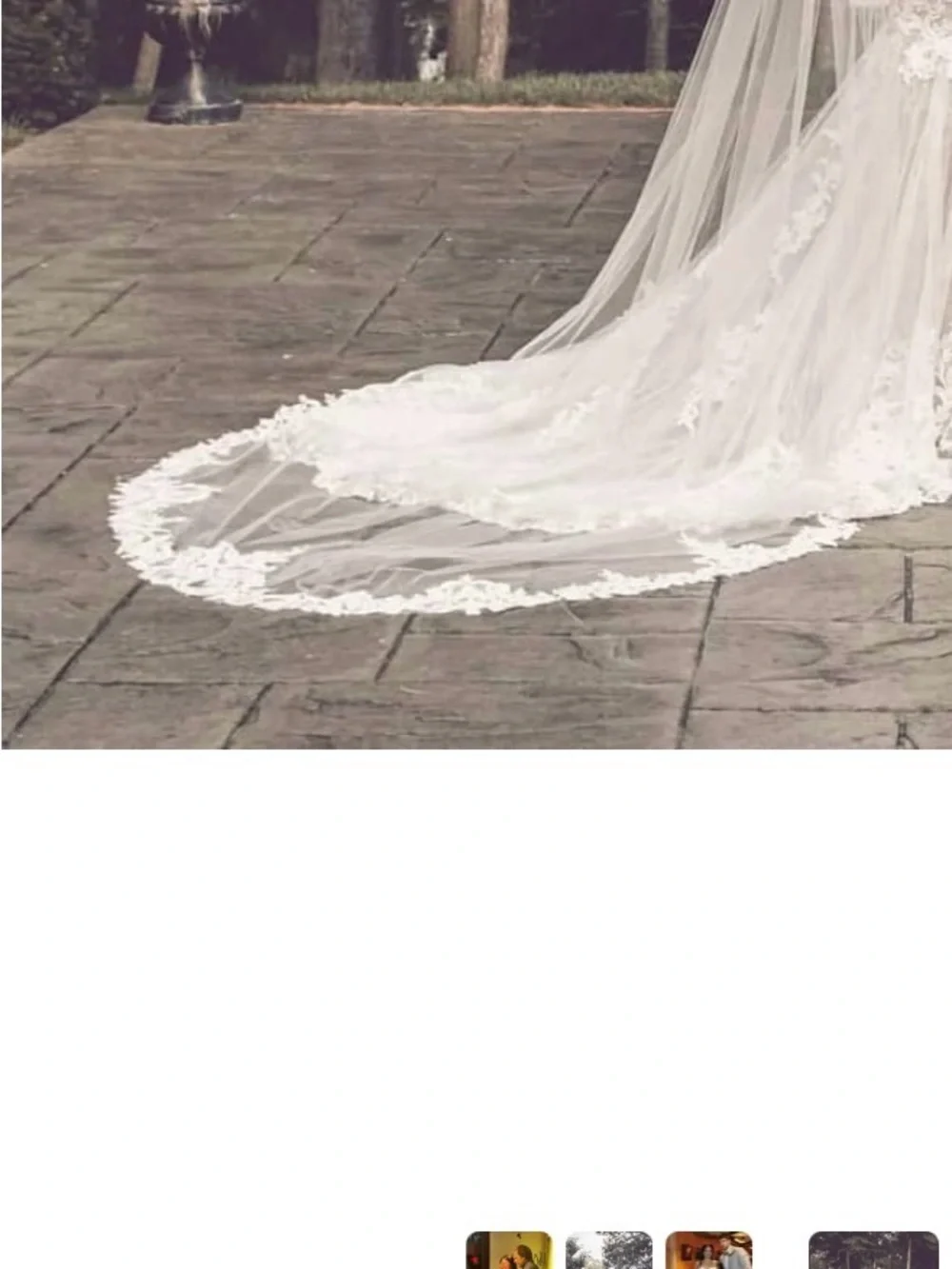Elegant Lace-Edged White Bridal Veil with Cathedral Train